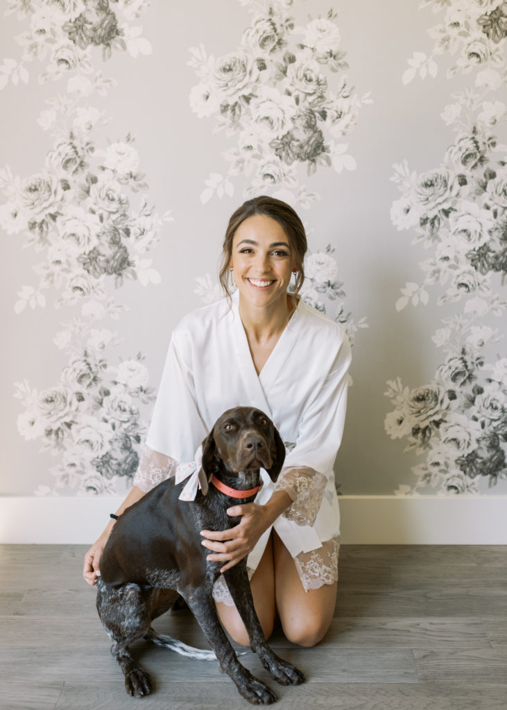 a bride and her bridesmaid dog