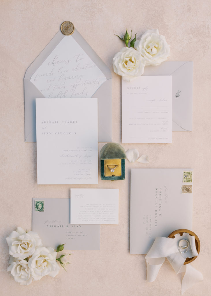 Elegant Ivory and grey wedding invitation