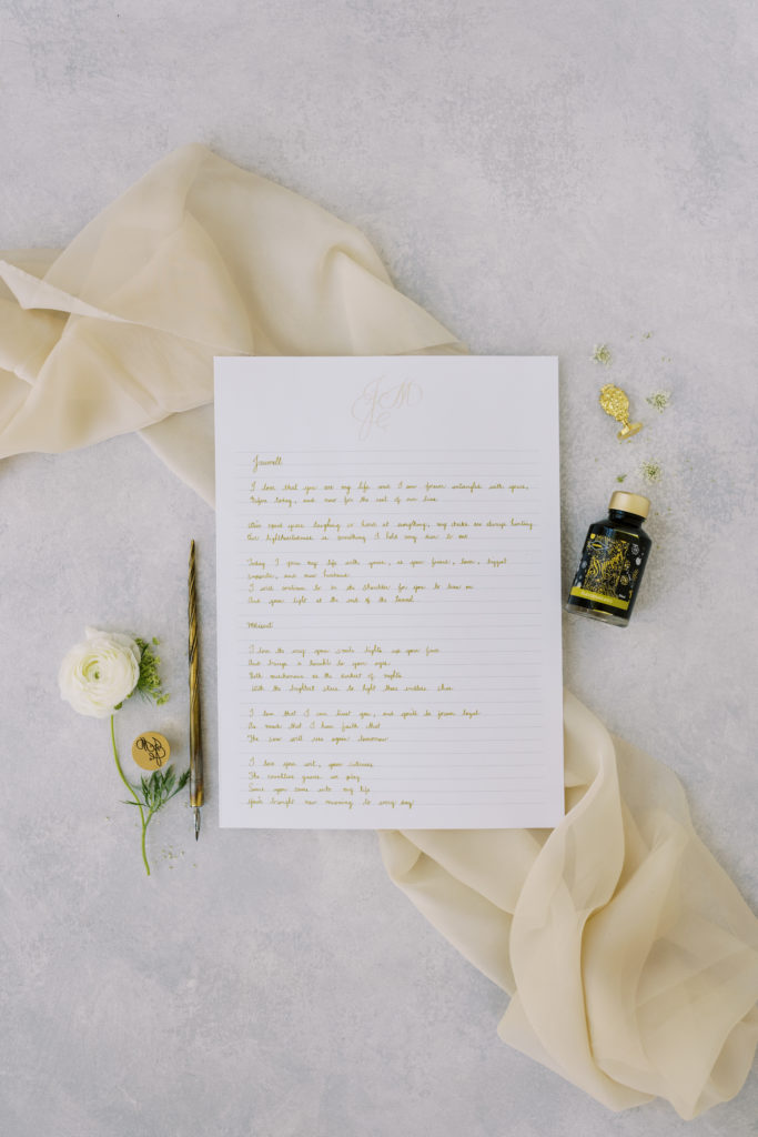 wedding vows written in calligraphy 