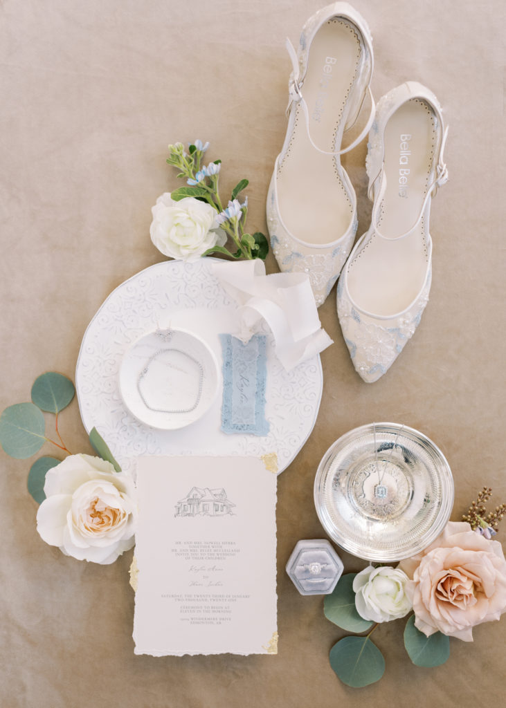 blue bridal shoes and details 