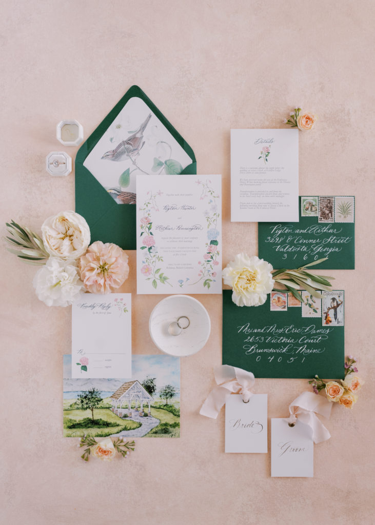 bespoke wedding invitation suite for a Kelowna garden wedding 
