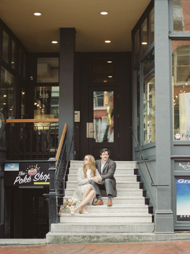 a casual chic elopement in Gastown Vancouver 