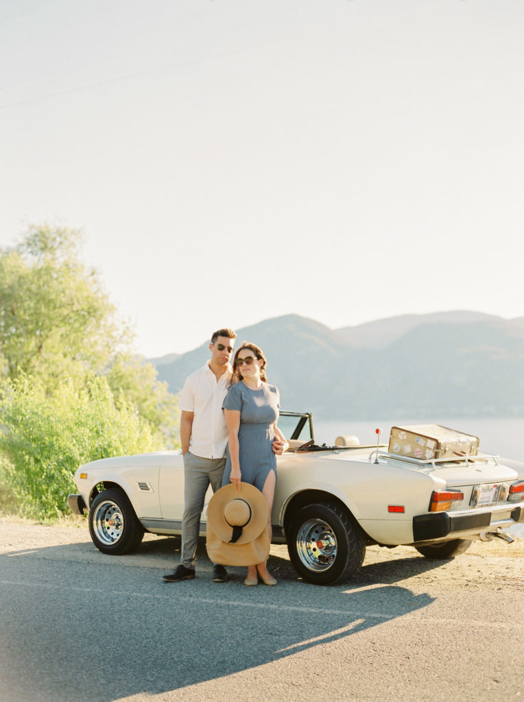 an classy couple pose for an Okanagan couples session 