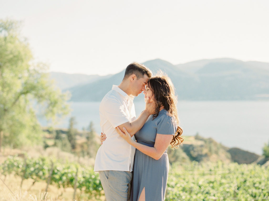 a man and woman embrace at their Okanagan couples session 