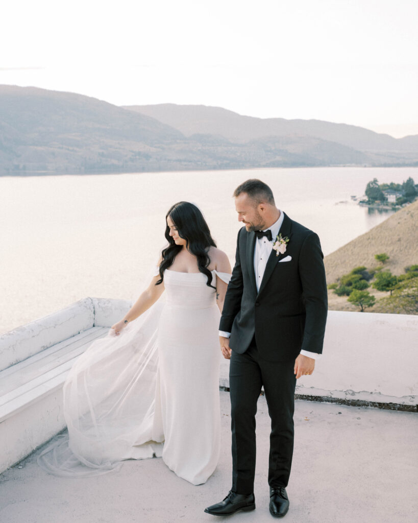 A bride and groom at their Okanagan destination wedding at Gods Mountain Estate